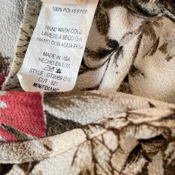 LARA Brown and Red Floral Tie Back Peplum Top, M - Picture 8 of 9